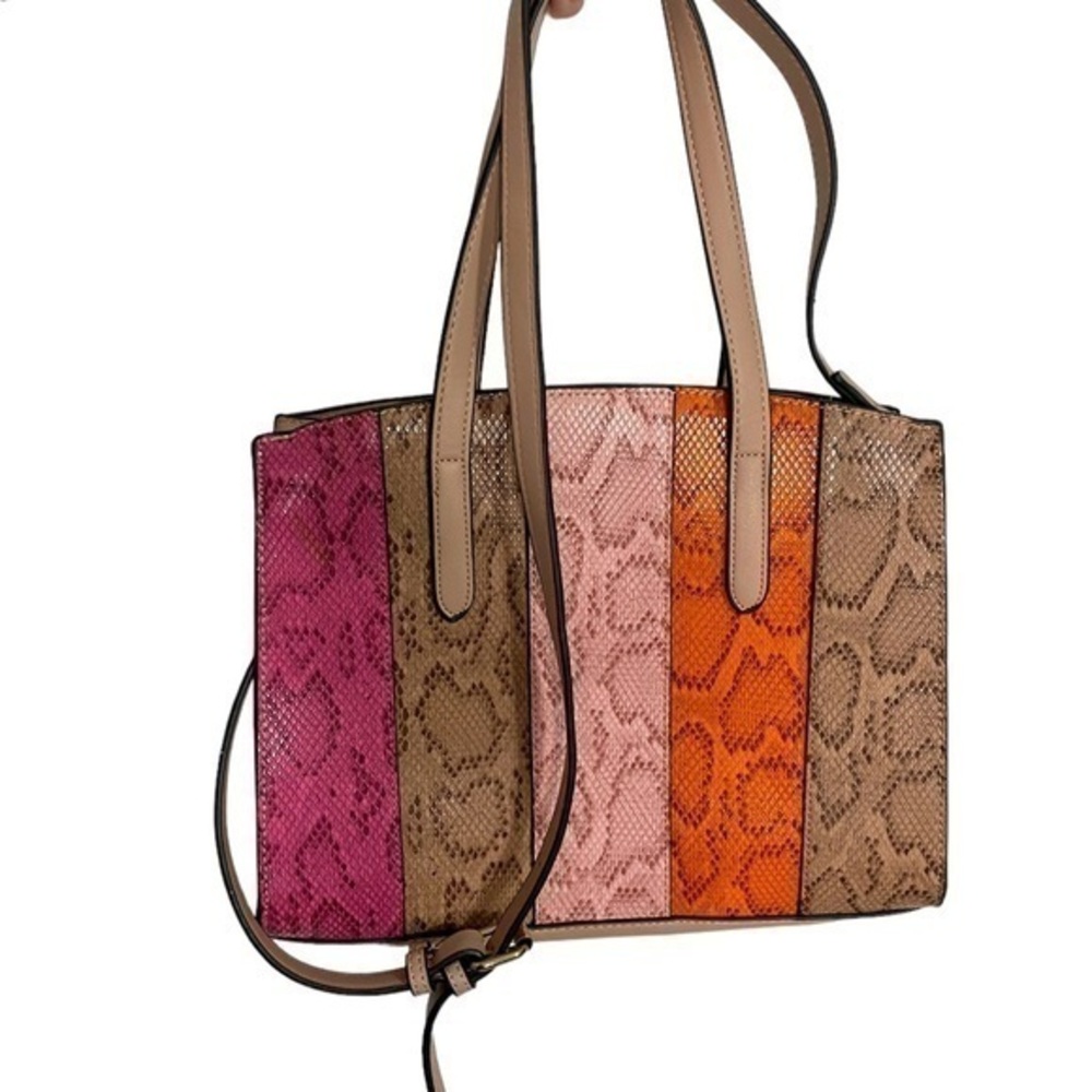 MultiColored Alligator Print Tote Bag with Straps with Detachable Long Strap